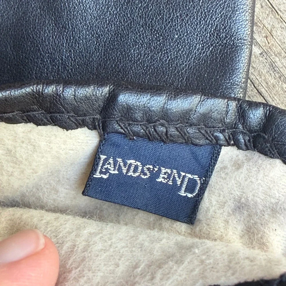 Lands End Leather Gloves Womens Size 6.5 Black Thinsulate Lined